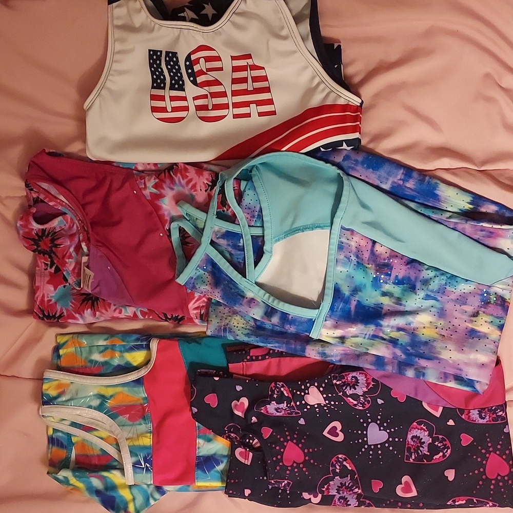 5 girls gymnastics / dance leotards